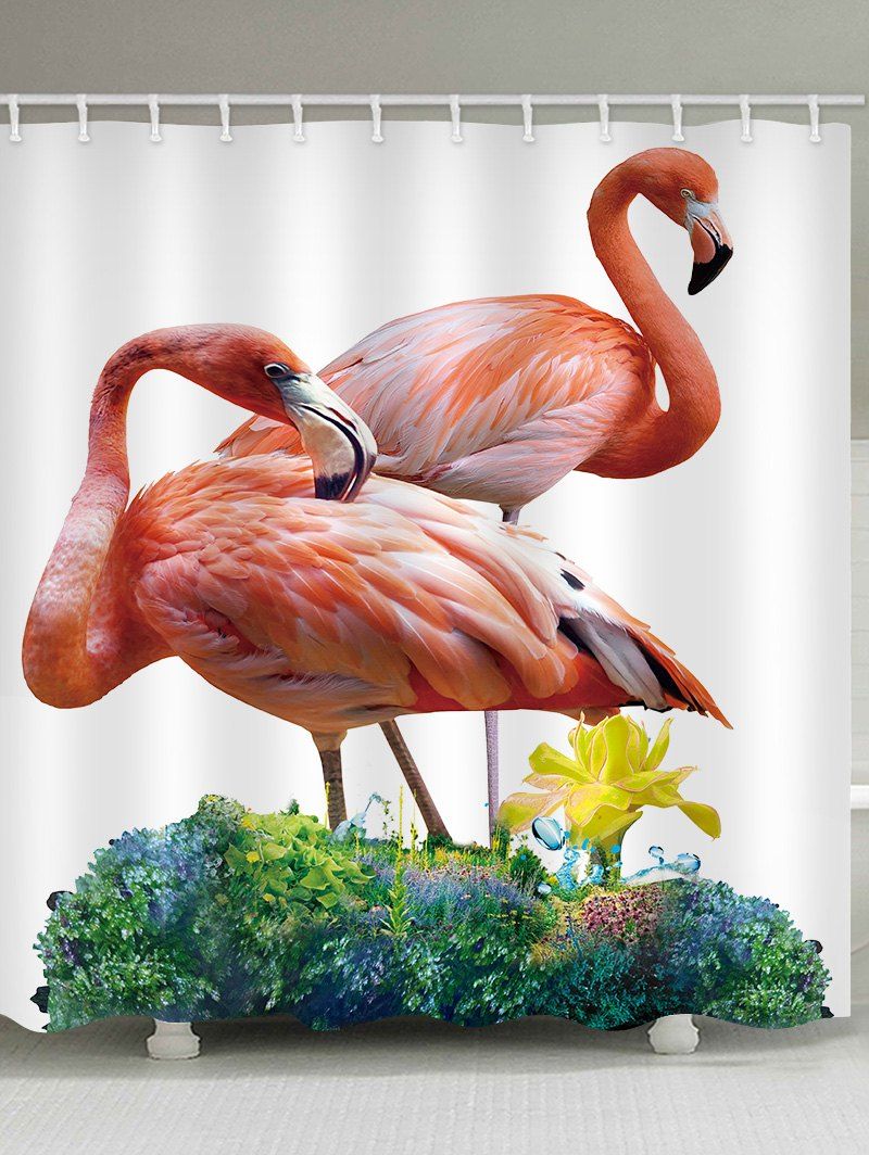 

Flamingo Printed Waterproof Bath Curtain, Multi