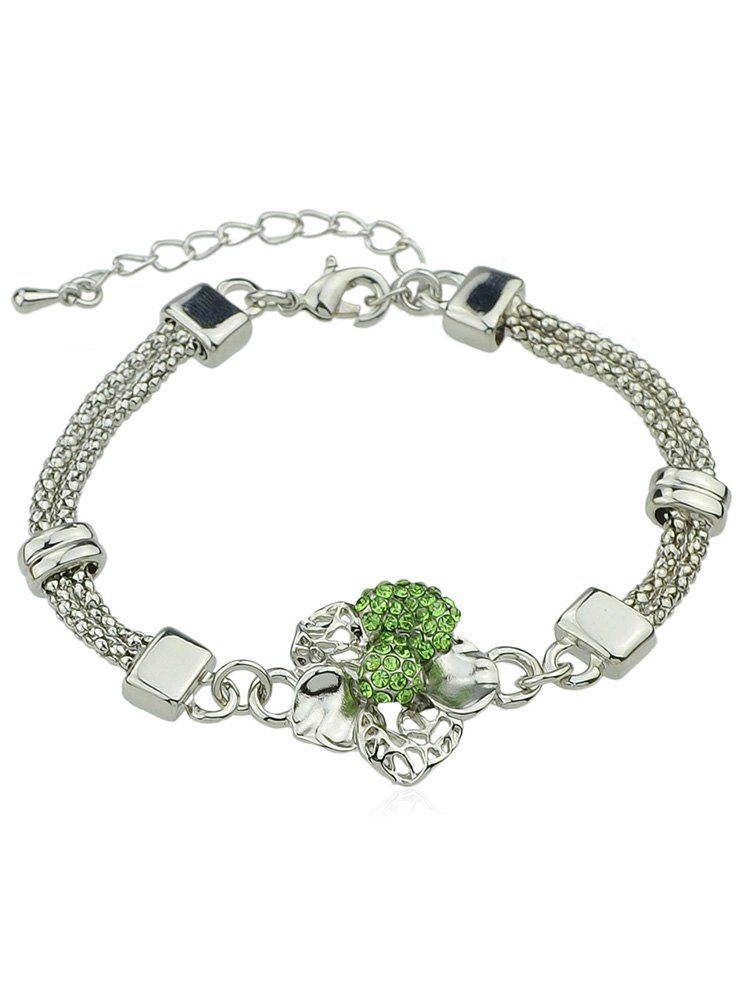 

Hollow Flower Petal Chain Bracelet, Green