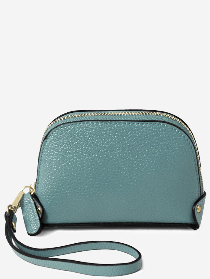 

Faux Leather Casual Mini Wristlet Bag, Glacial blue ice
