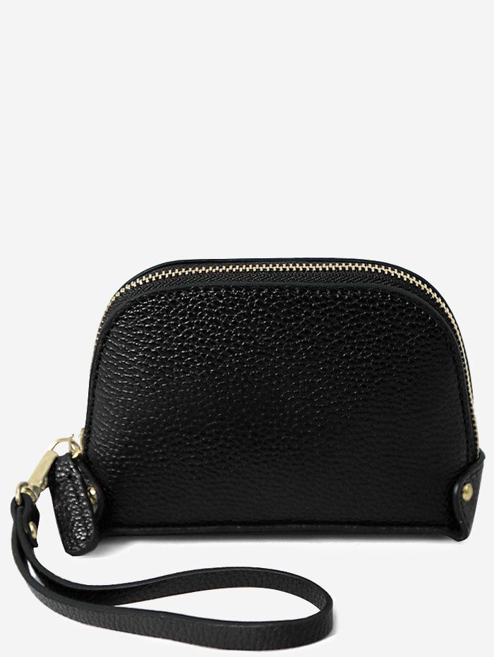 

Faux Leather Casual Mini Wristlet Bag, Black