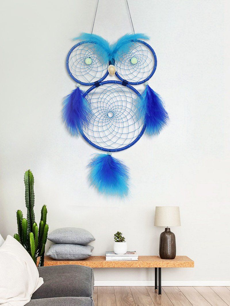 

Handmade Owl Dream Catcher Wall Hanging Decoration, Blue
