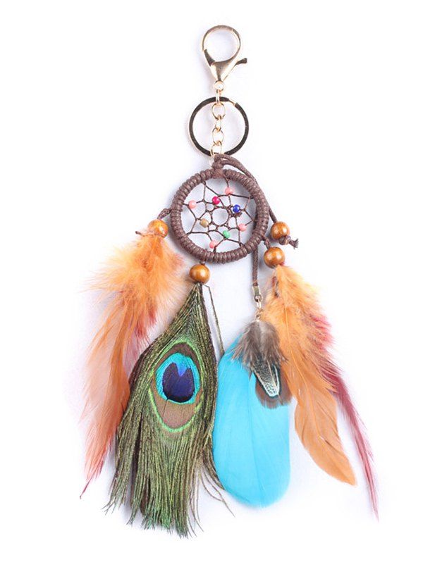 

Handmade Feathers Dream Catcher with Key Ring, Multi