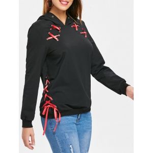 

Criss Cross Ribbon Hoodie, Black