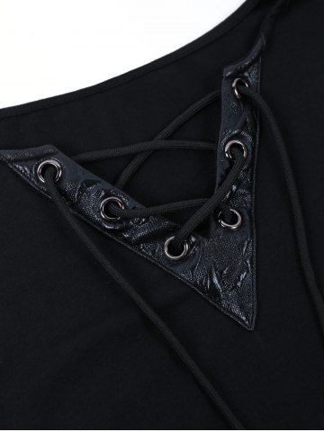 

Solid Color Lace Up T-shirt, Black