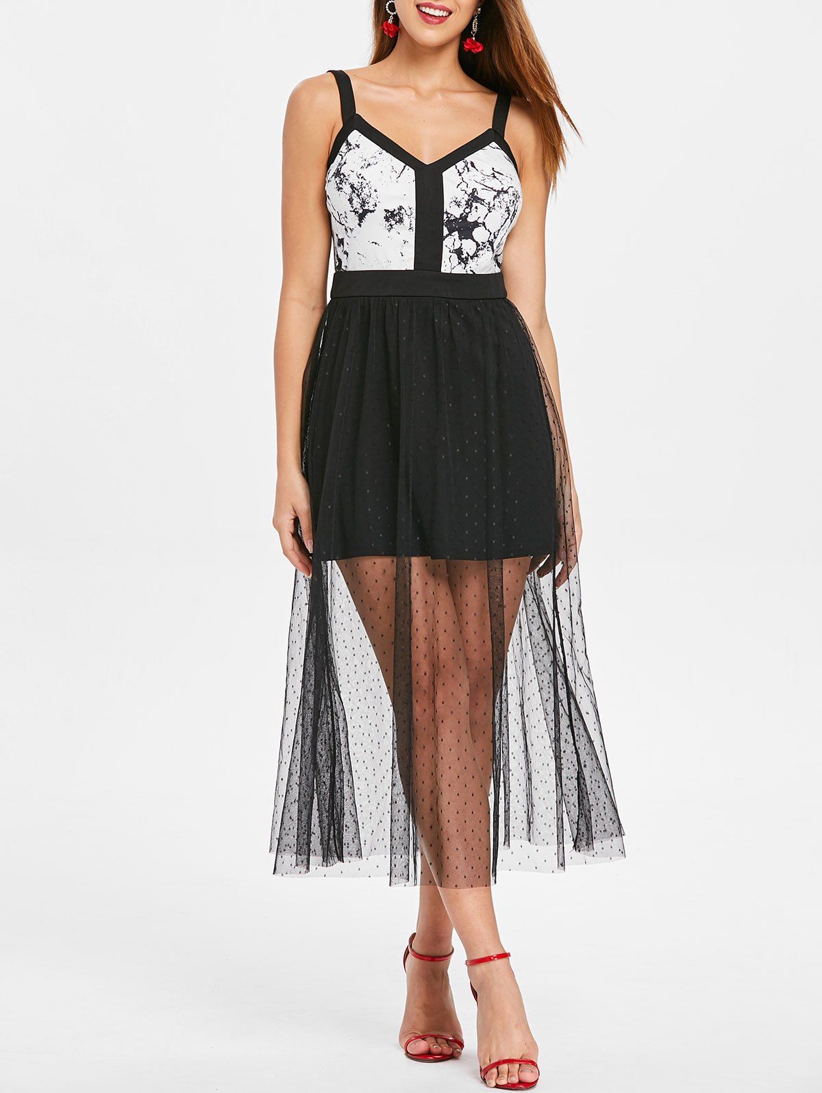 

Color Block Casual Open Back Dress, Black