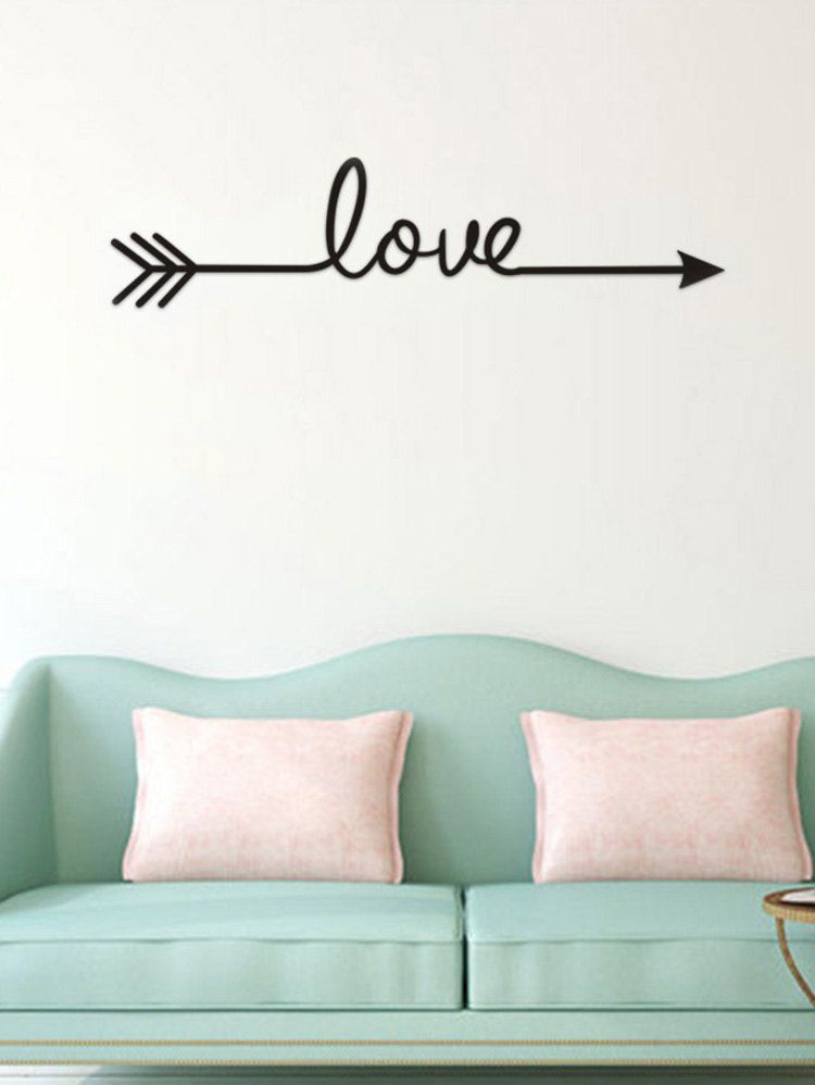 

Love Arrow Print Wall Sticker for Bedroom, Black