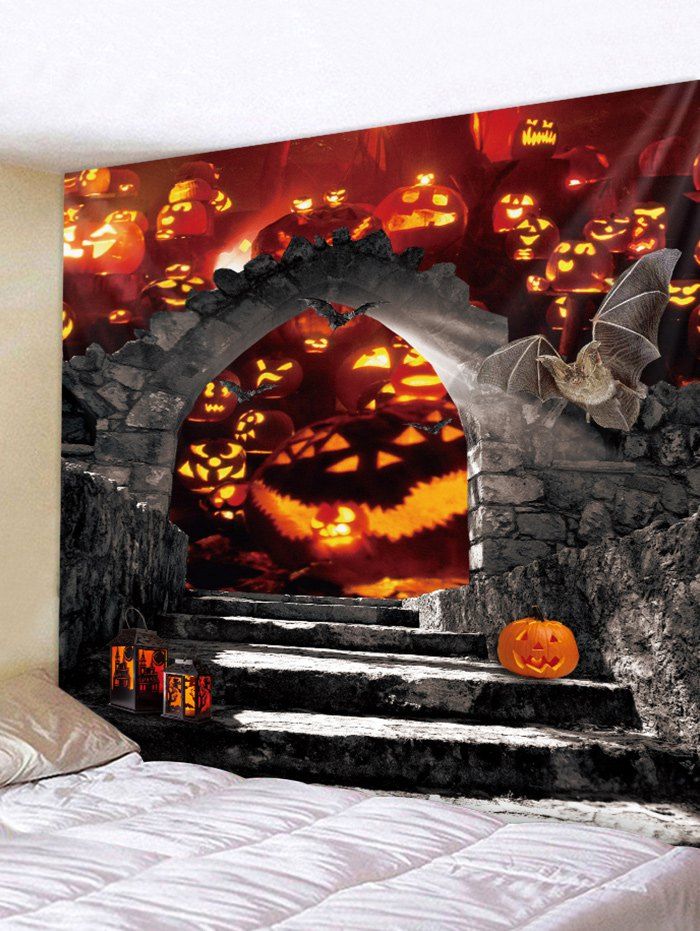 

Halloween Pumpkin Lamp Party Printed Wall Tapestry, Multi