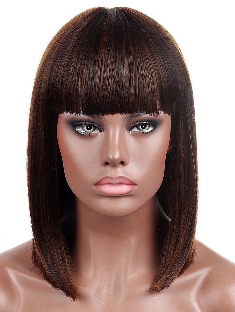 

Medium Full Bang Straight Bob Colormix Synthetic Wig, Multi