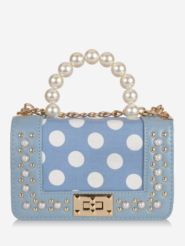 

Hasp Polka Dot Pattern Crossbody Bag, Denim blue