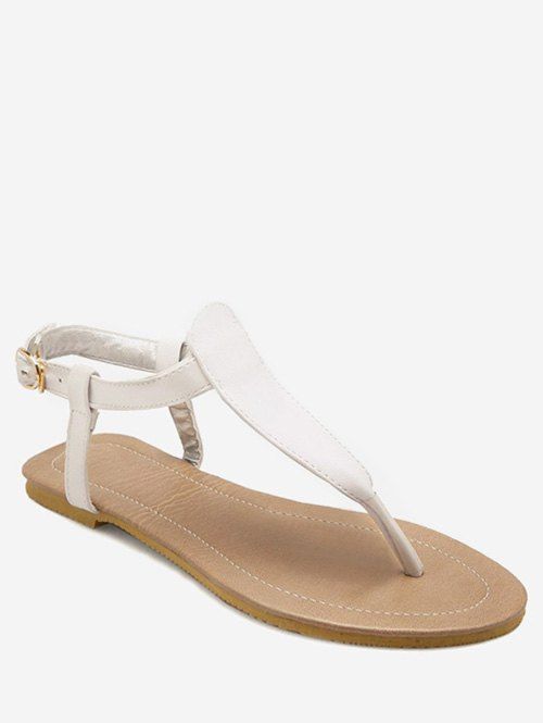 

Plus Size Casual Buckled Flat Heel Thong Sandals, White