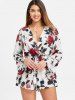 Floral Print Surplice Neck Romper -  