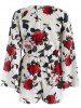 Floral Print Surplice Neck Romper -  