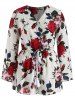Floral Print Surplice Neck Romper -  