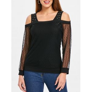 

Long Sleeve Cold Shoulder Blouson Blouse, Black