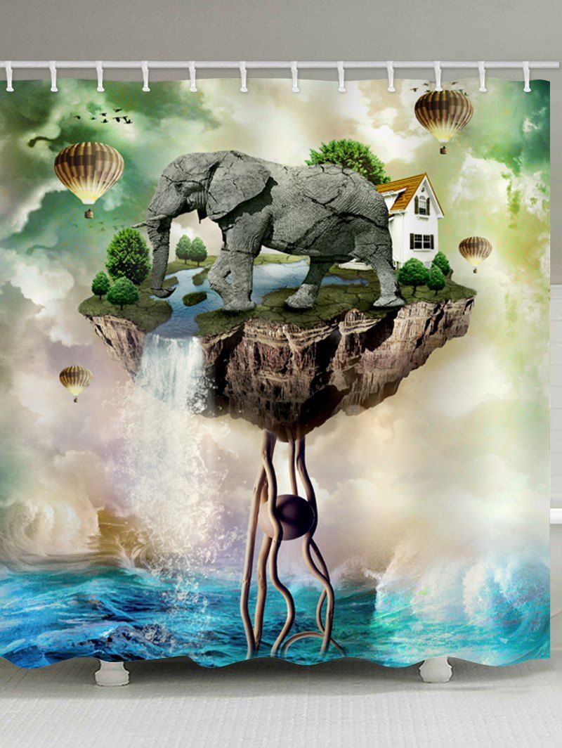 

Elephant Island Print Waterproof Bathroom Shower Curtain, Multi