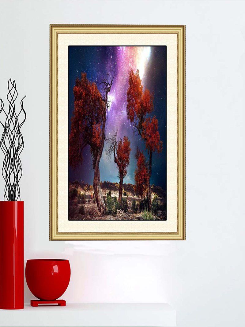

Trees Moor Night Sky Print Wall Sticker, Multi