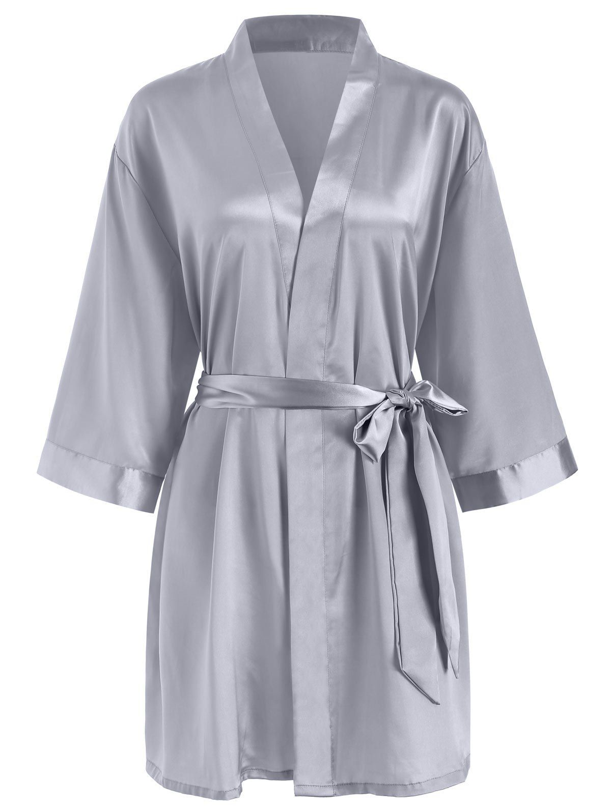 

Long Sleeve Sleeping Robe with Belt, Platinum