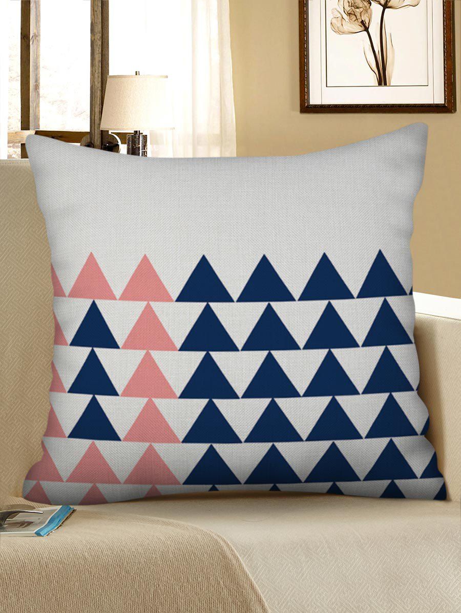 

Triangle Geometric Pattern Pillow Case, Earth blue