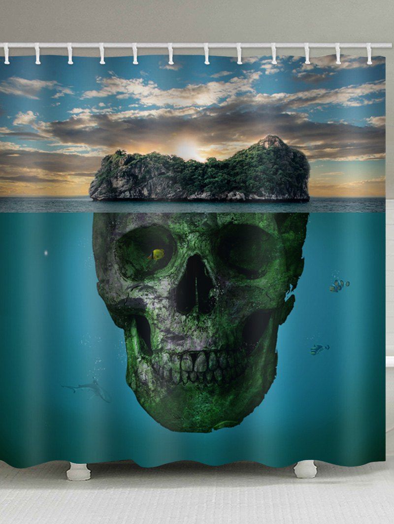 

Skull Sunlight Print Waterproof Shower Curtain, Multi
