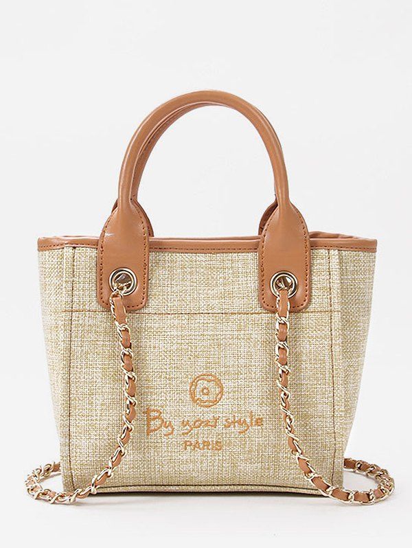 

Vacation Casual Minimalist Splicing Tote Bag, Light khaki