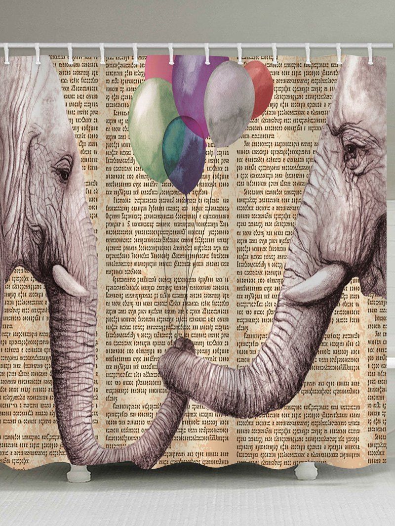 

Newspaper Elephant Print Bath Curtain, Multi