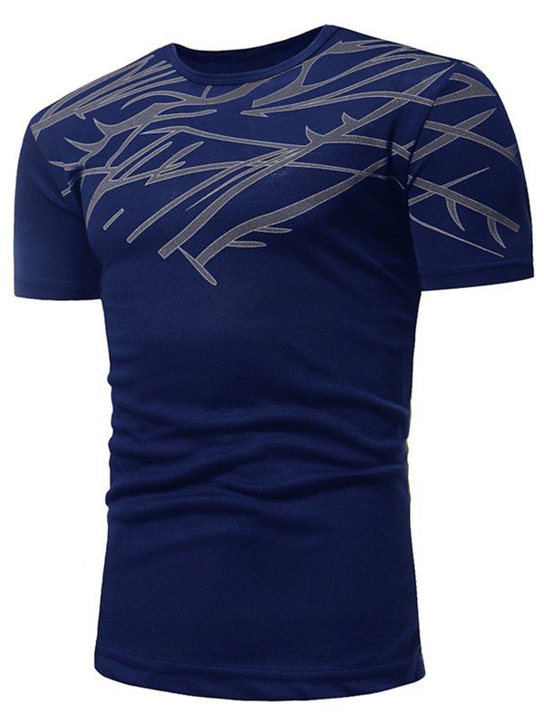 

Short Sleeve Irregular Figure Printed Activewear T-shirt, Cadetblue