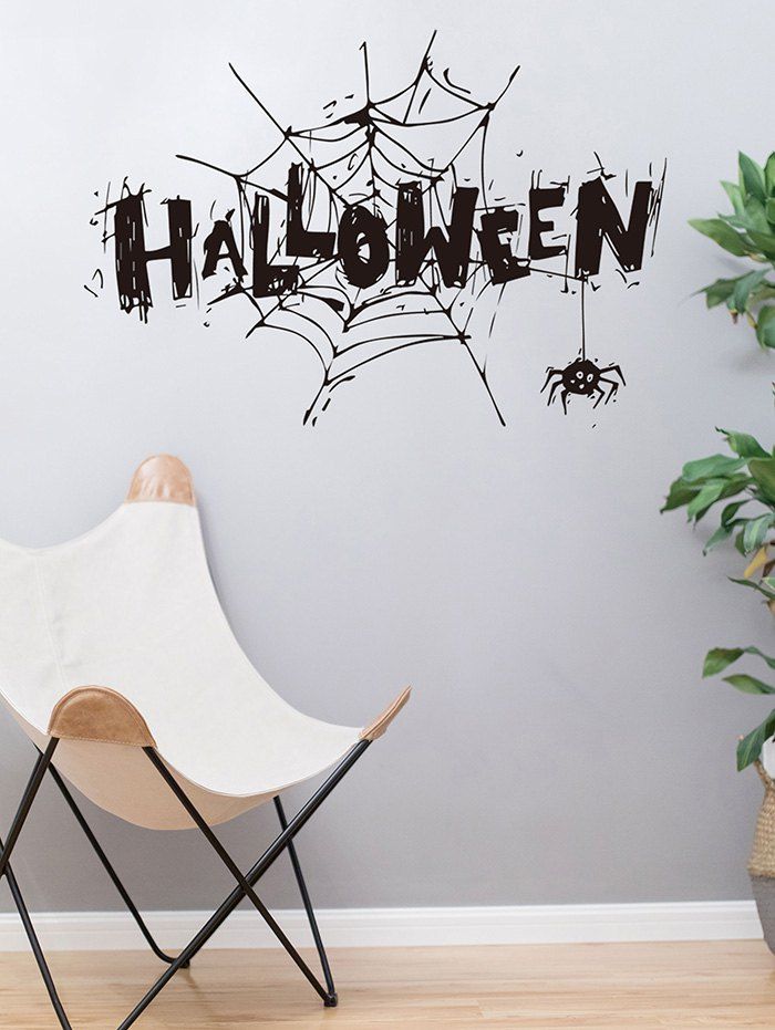

Halloween Spider Webs Print Removable Wall Stickers, Black