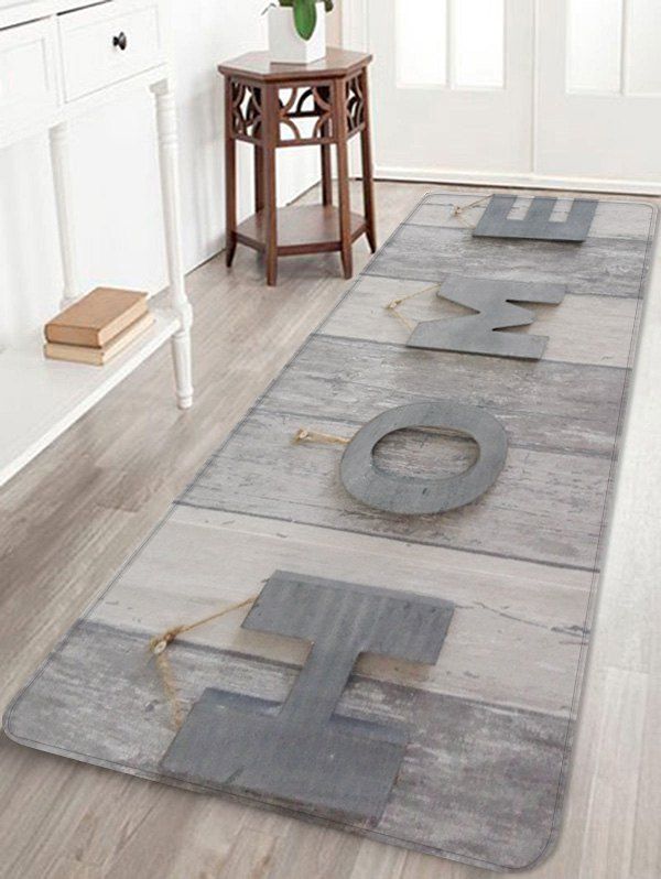 

Home Wood Grain Print Floor Mat, Multi