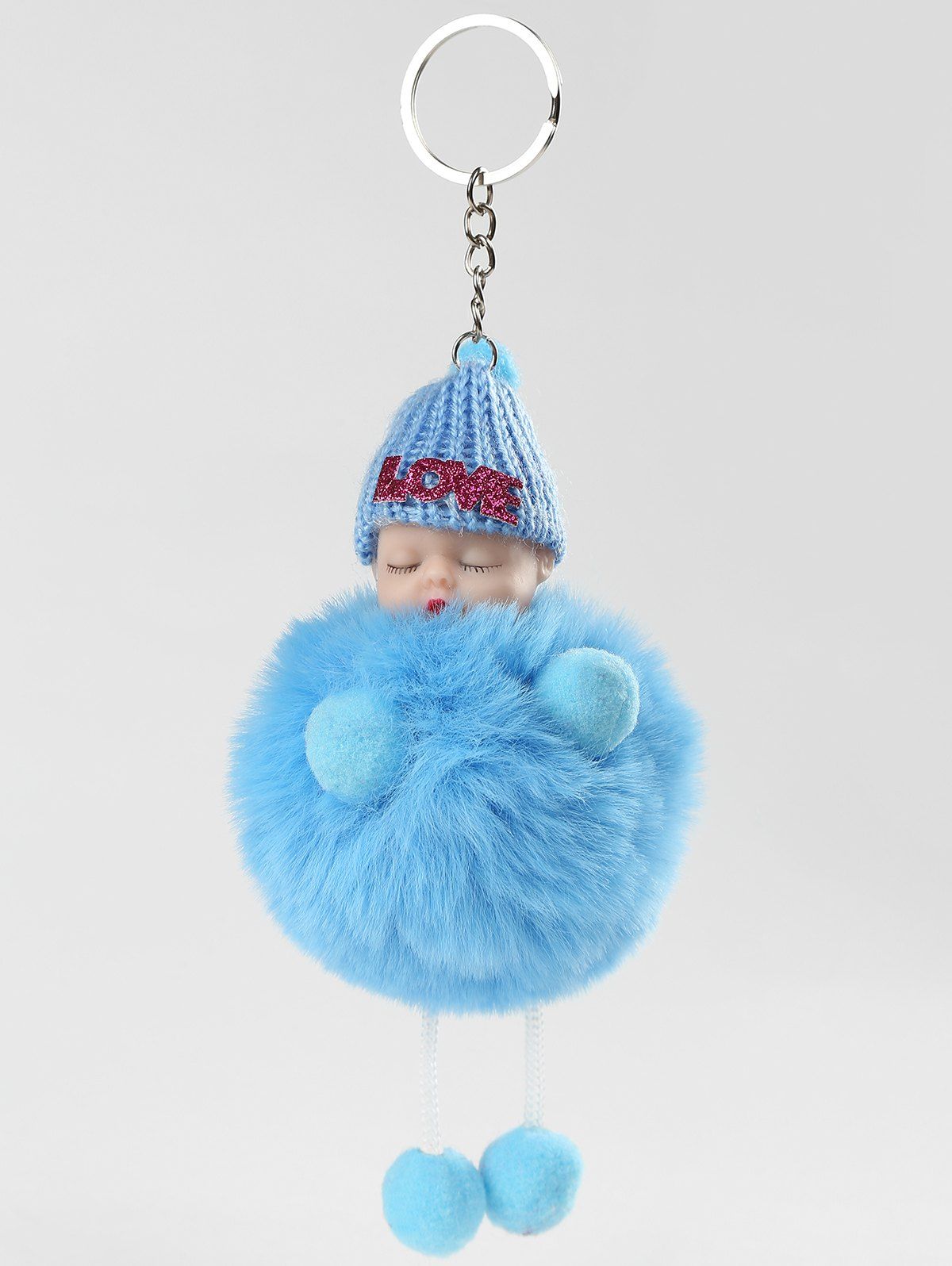 

Stuffed Toy Sleeping Baby with Key Chain, Sky blue
