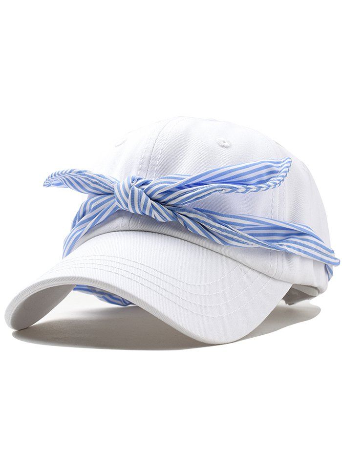 

Stylish Ribbon Bow Adjustable Snapback Hat, White