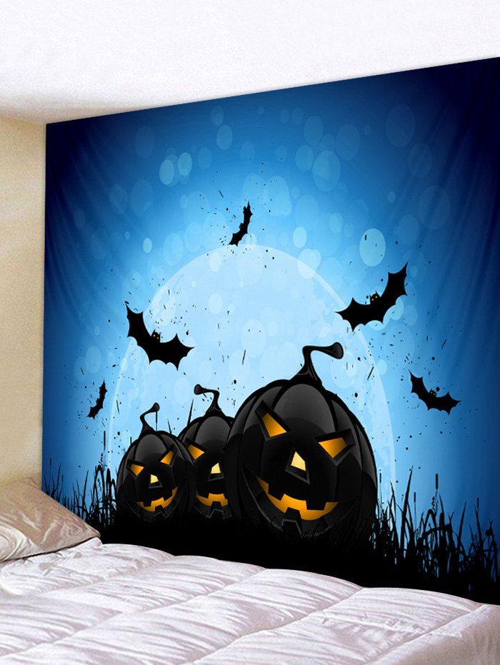 

Halloween Pumpkins Bats Print Wall Art Tapestry, Multi