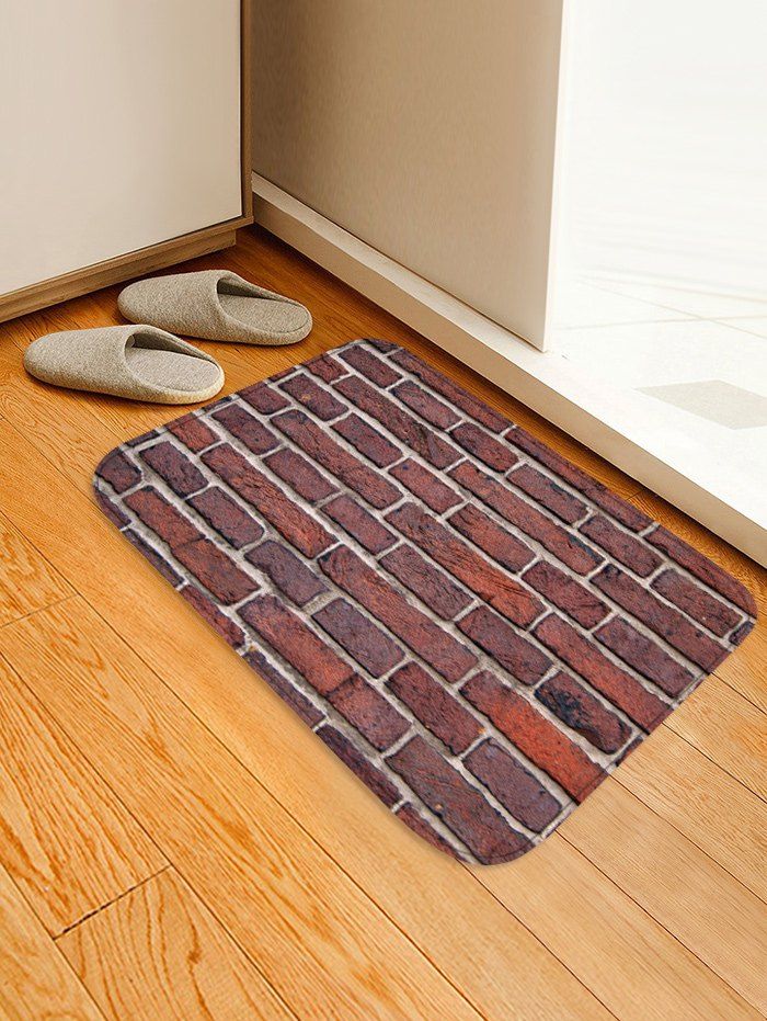 

Brick Wall Pattern Water Absorption Area Rug, Multi