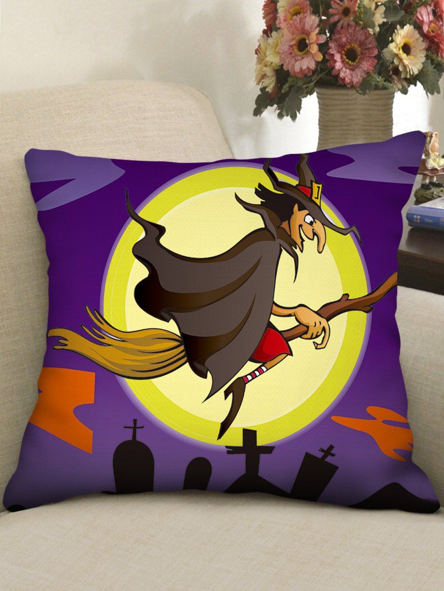 

Halloween Witch Print Decorative Sofa Pillowcase, Purple