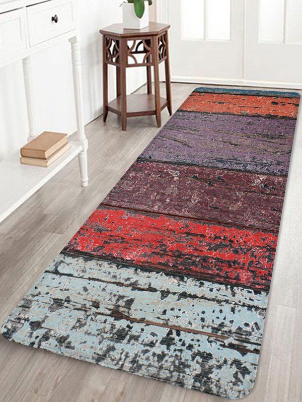 

Colorful Wood Grain Pattern Water Absorption Area Rug, Multi