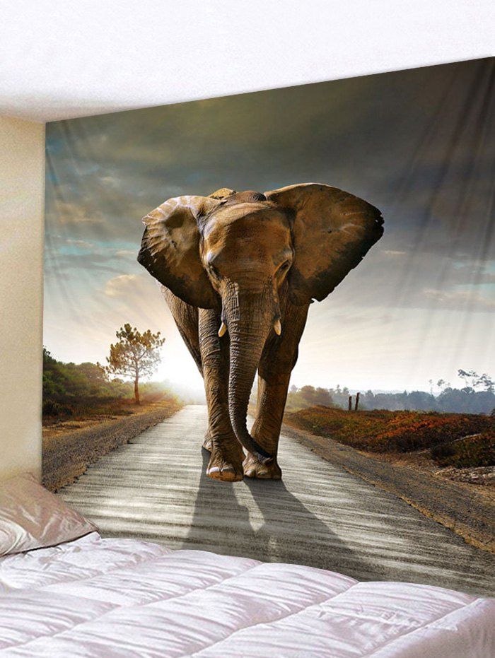 

Walking Elephant Print Wall Decor Tapestry, Multi