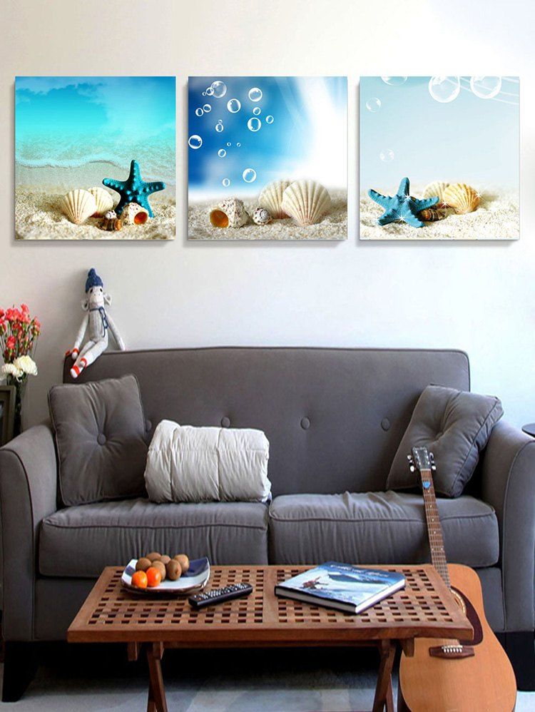 

Beach Shell Print Split Canvas Paintings, Multi