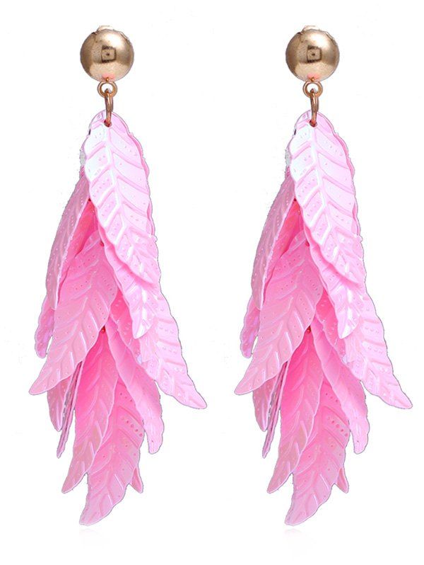 

Leaves Sequins Decorative Drop Earrings, Hot pink