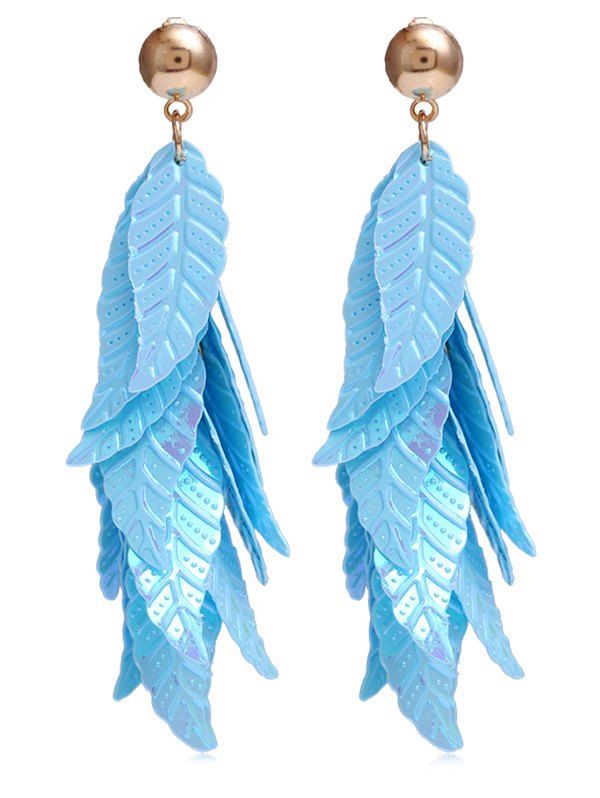 

Leaves Sequins Decorative Drop Earrings, Sky blue
