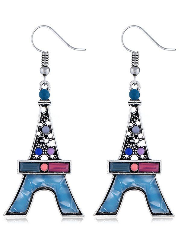 

Eiffel Tower Fish Hook Earrings, Deep sky blue