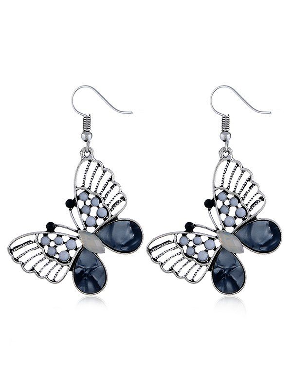 

Colored Rhinestone Flying Butterfly Hook Earrings, Dark slate blue