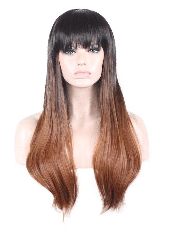

Long Full Bang Straight Colormix Synthetic Wig, Brown