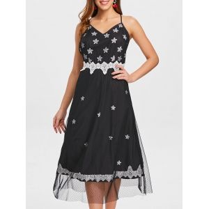 

Floral Print Cami Strap Panel Dress, Black