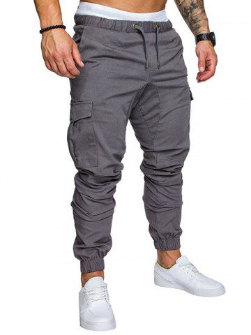 pockets design elastic cuffed casual jogger pants