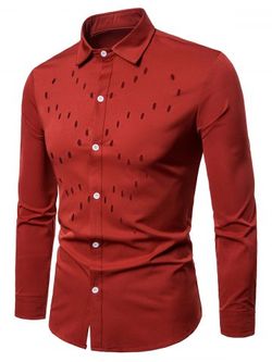 Solid Color Chest Hollow Casual Shirt - RED - S