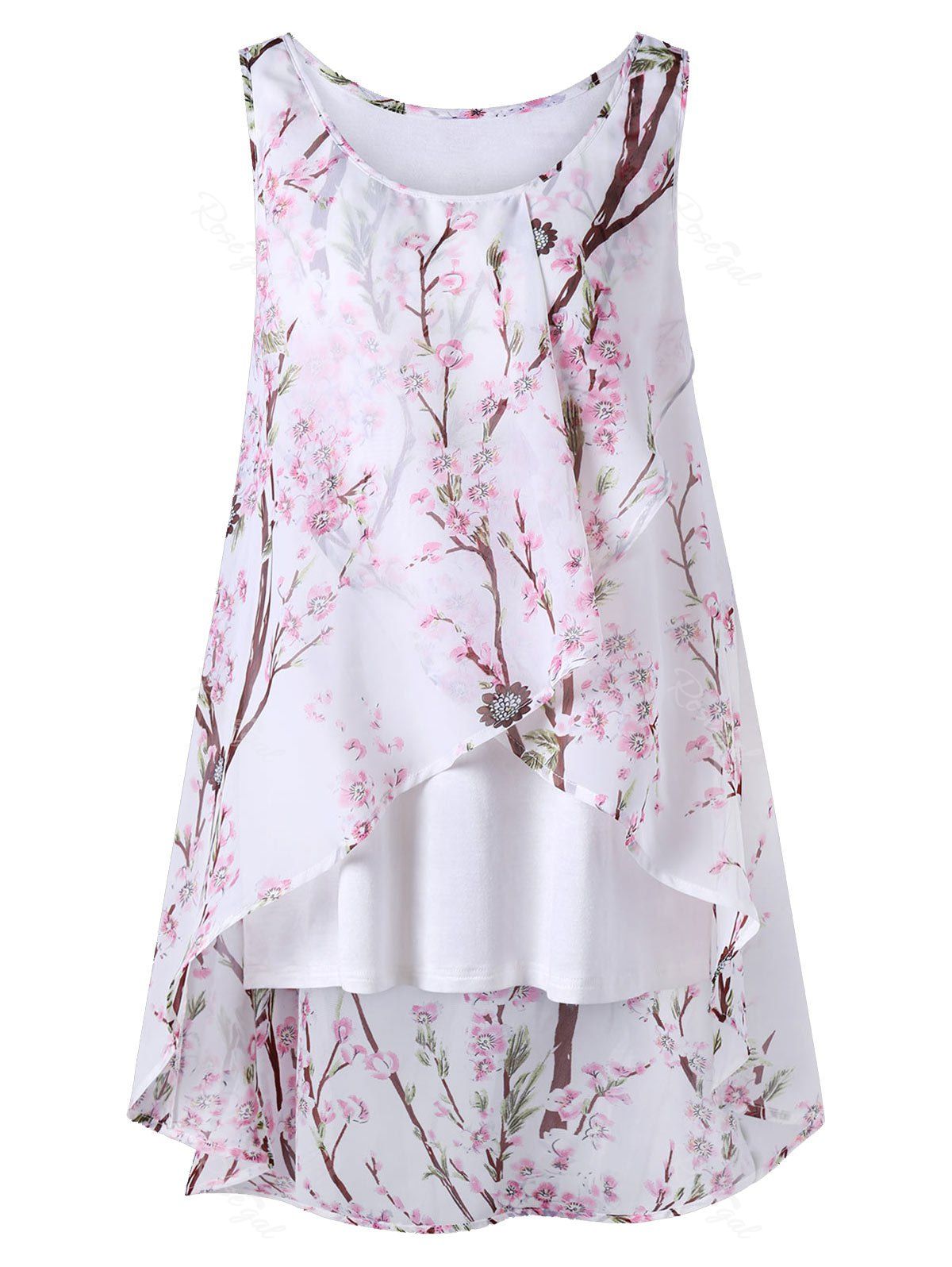 

Plus Size Overlap Tiny Floral Sleeveless Top, Pink