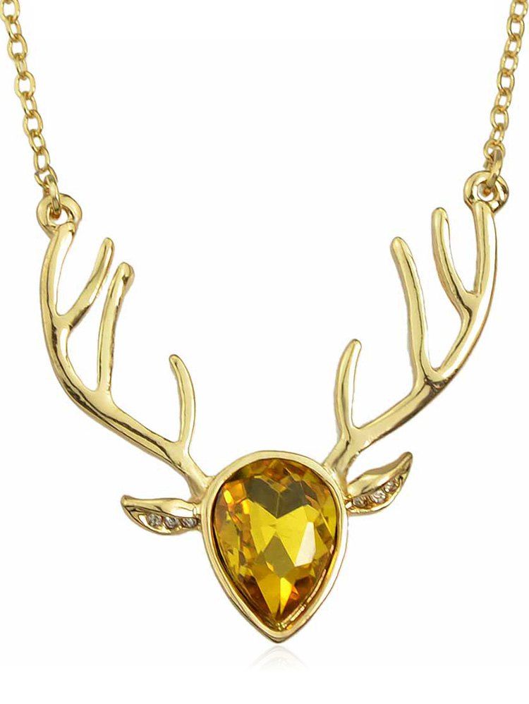 

Teardrop Faux Crystal Chain Necklace, Yellow