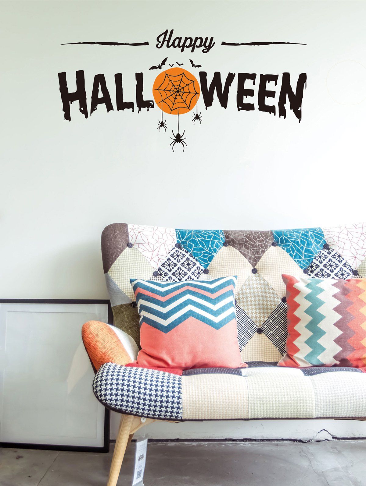 

Halloween Theme Print Wall Sticker for Bedroom, Black and orange