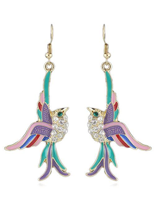 

Rhinestone Birds Hook Earrings, Multi-a