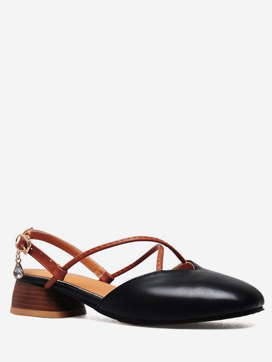 

Plus Size Block Heel Casual Crisscross Pumps, Black