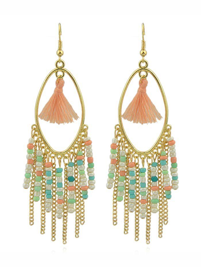 

Beaded Fringe Chain Drop Earrings, Multi-a